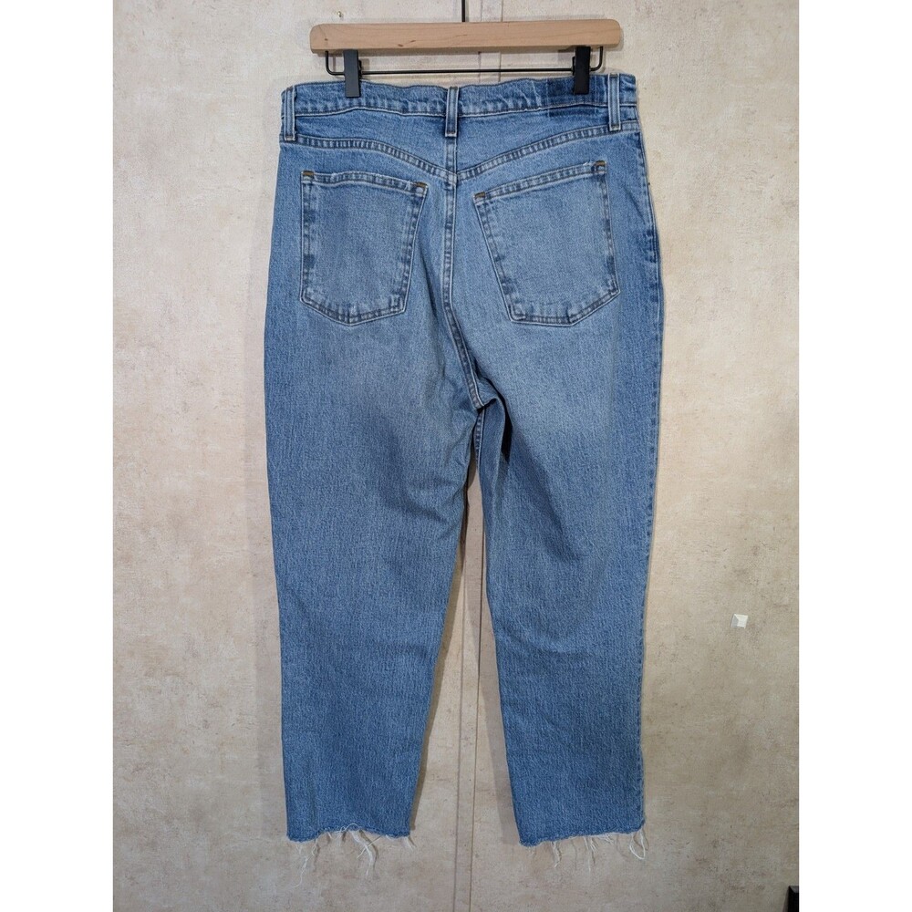 Abercrombie & Fitch Curve Love 90s Straight Jeans 32/14S High Rise Raw Hem Blue - Picture 2 of 11